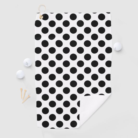 Polka Dots, Polka Dot Pattern, Black and White Golfhanddoek (Insitu)