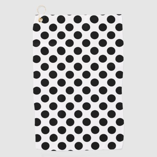 Polka Dots, Polka Dot Pattern, Black and White Golfhanddoek (Voorkant)