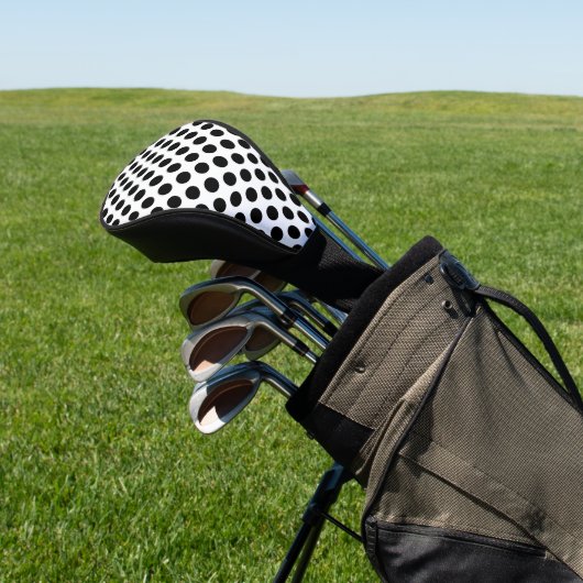 Polka Dots, Polka Dot Pattern, Black and White Golfheadcover (Insitu)