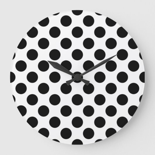 Polka Dots, Polka Dot Pattern, Black and White Grote Klok (Voorkant)