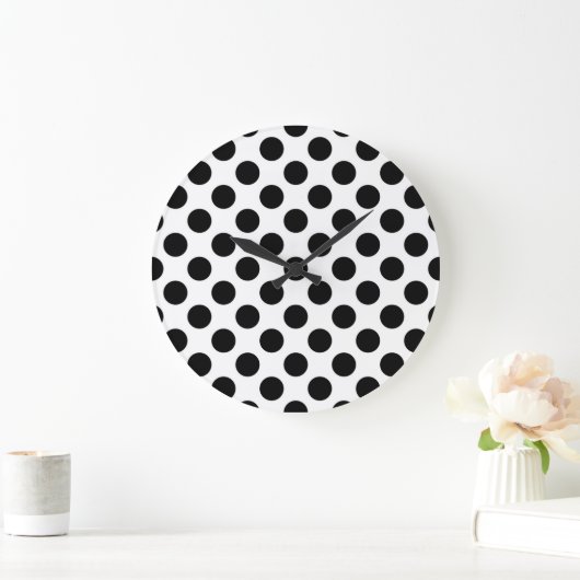 Polka Dots, Polka Dot Pattern, Black and White Grote Klok (Huis)