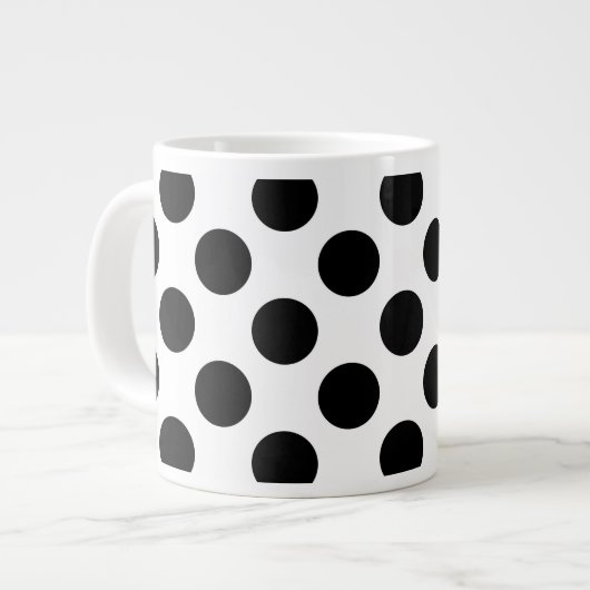 Polka Dots, Polka Dot Pattern, Black and White Grote Koffiekop (Links)