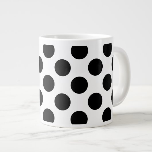 Polka Dots, Polka Dot Pattern, Black and White Grote Koffiekop (Voorkant rechts)