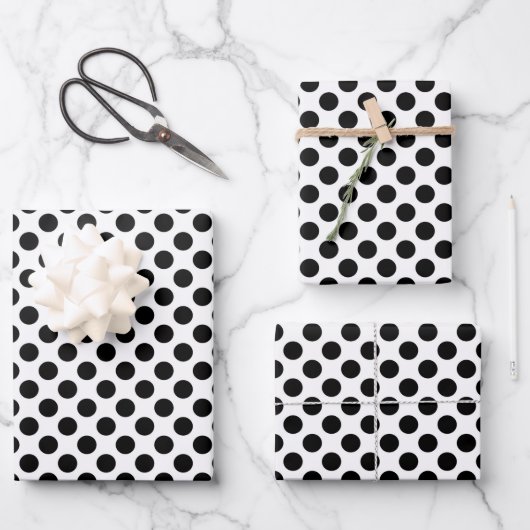Polka Dots, Polka Dot Pattern, Black and White Inpakpapier Vel (Voorkant)