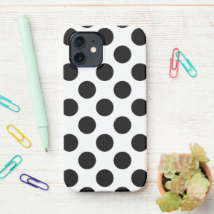 Polka Dots, Polka Dot Pattern, Black and White iPhone 12 Hoesje
