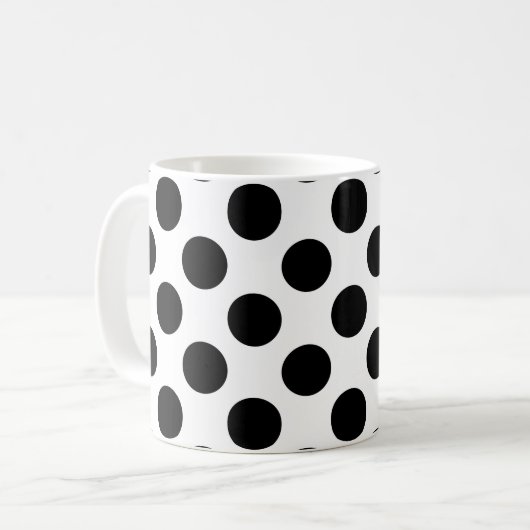 Polka Dots, Polka Dot Pattern, Black and White Koffiemok (Voorkant links)