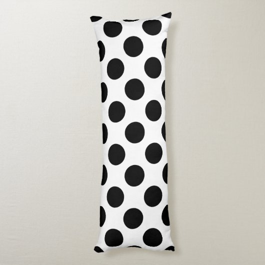 Polka Dots, Polka Dot Pattern, Black and White Lichaamskussen (Achterkant (Verticaal))