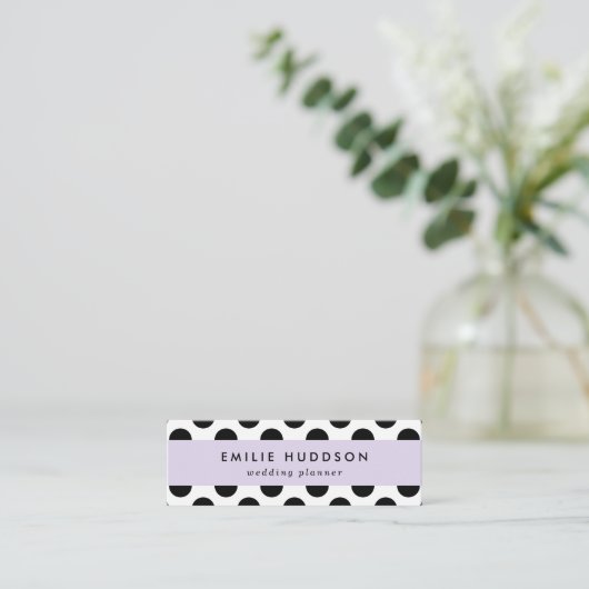 Polka Dots, Polka Dot Pattern, Black and White Mini Visitekaartje (Staand voorkant)