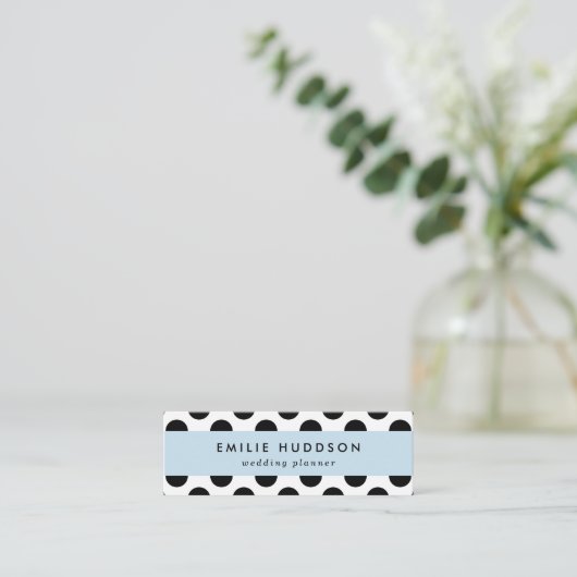 Polka Dots, Polka Dot Pattern, Black and White Mini Visitekaartje (Staand voorkant)