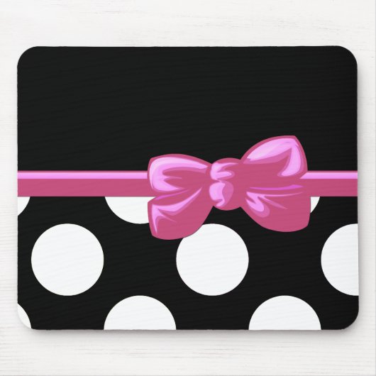 Polka Dots, Polka Dot Pattern, Black and White Muismat (Voorkant)