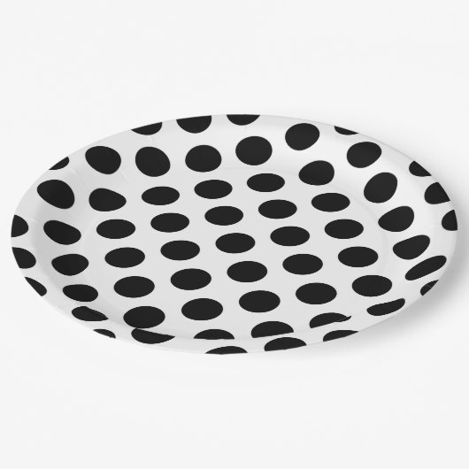 Polka Dots, Polka Dot Pattern, Black and White Papieren Bordje (Gekanteld)