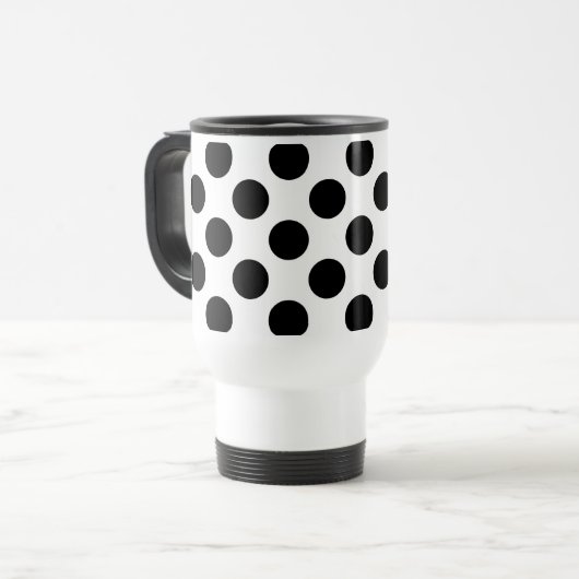 Polka Dots, Polka Dot Pattern, Black and White Reisbeker (Voorkant links)