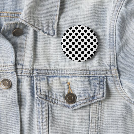 Polka Dots, Polka Dot Pattern, Black and White Ronde Button 5,7 Cm (In situ)