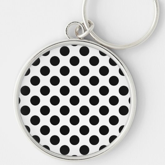 Polka Dots, Polka Dot Pattern, Black and White Sleutelhanger (Voorkant)
