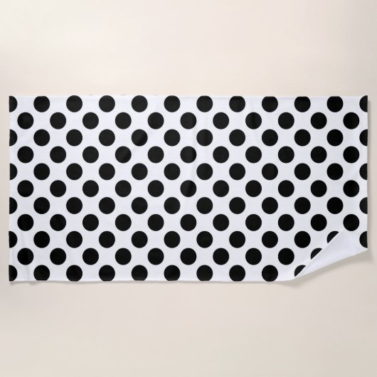 Polka Dots, Polka Dot Pattern, Black and White Strandlaken (Voorkant)