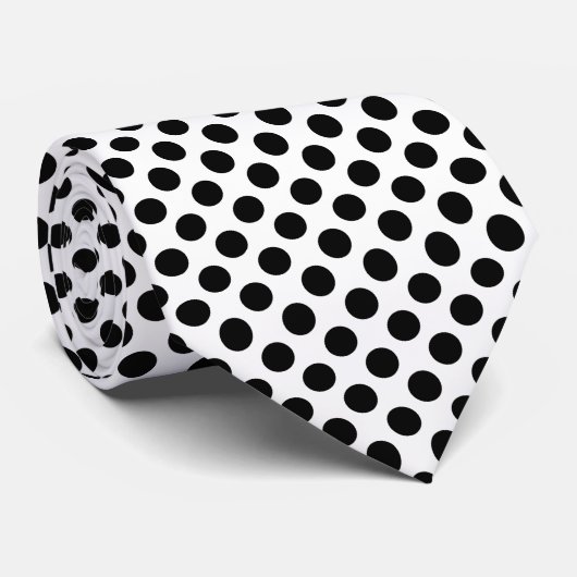 Polka Dots, Polka Dot Pattern, Black and White Stropdas (Opgerold)