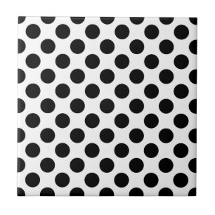 Polka Dots, Polka Dot Pattern, Black and White Tegeltje