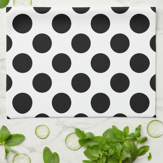 Polka Dots, Polka Dot Pattern, Black and White Theedoek (Gevouwen)
