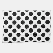 Polka Dots, Polka Dot Pattern, Black and White Theedoek (Horizontaal)