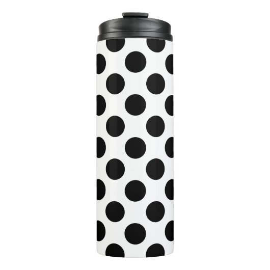Polka Dots, Polka Dot Pattern, Black and White Thermosbeker (Voorkant)