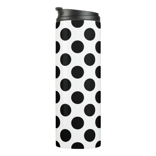 Polka Dots, Polka Dot Pattern, Black and White Thermosbeker (Geroteerd rechts)