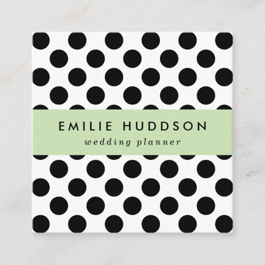 Polka Dots, Polka Dot Pattern, Black and White Vierkante Visitekaartje (Voorkant)