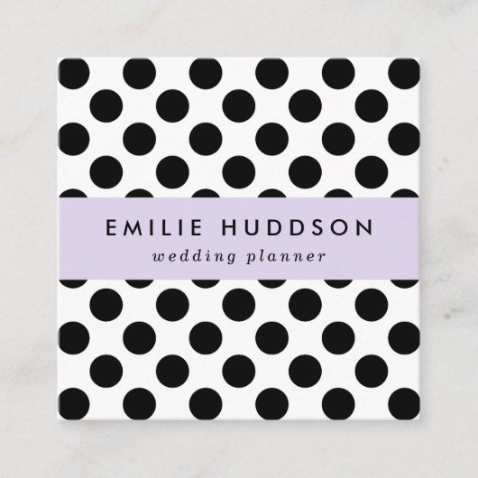 Polka Dots, Polka Dot Pattern, Black and White Vierkante Visitekaartje (Voorkant)
