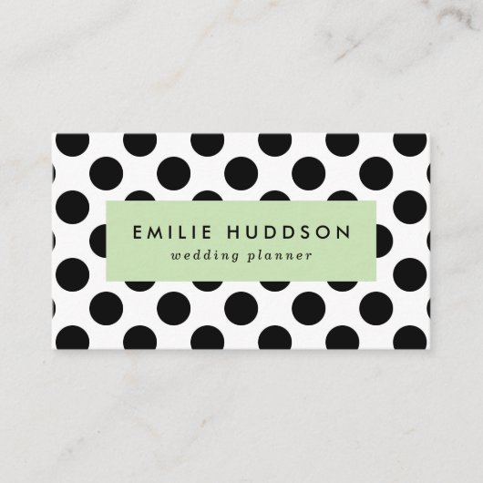 Polka Dots, Polka Dot Pattern, Black and White Visitekaartje (Voorkant)
