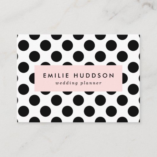 Polka Dots, Polka Dot Pattern, Black and White Visitekaartje (Voorkant)