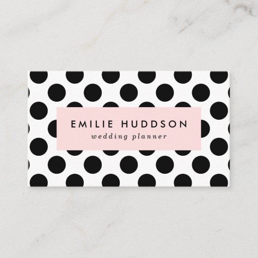 Polka Dots, Polka Dot Pattern, Black and White Visitekaartje (Voorkant)