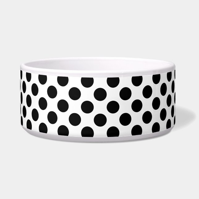 Polka Dots, Polka Dot Pattern, Black and White Voerbakje (Voorkant)