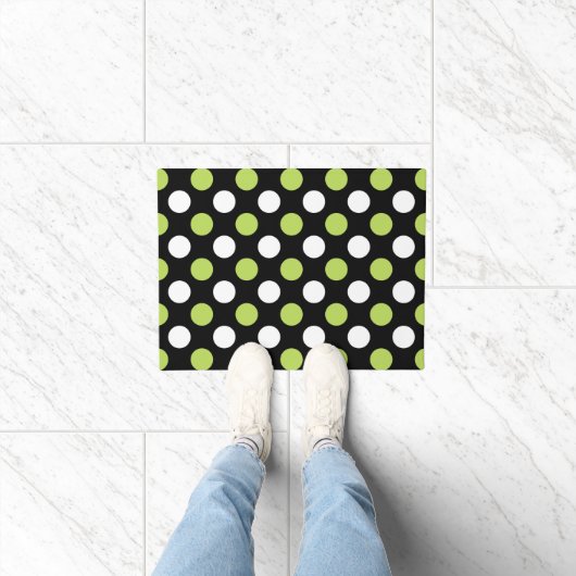 Polka Dots, Polka Dot Pattern, Green, Black Deurmat (Binnen)
