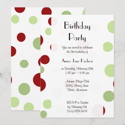 Polka Dots, Polka Dot Pattern, Stippen, Birthday Kaart (Voorkant / Achterkant)