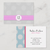 Polka Dots, Polka Dot Pattern, Stippen, Blue, Grey Visitekaartje (Voorkant / Achterkant)