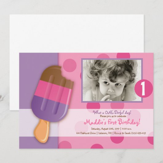 Polka Dots & Popsicles Kaart (Voorkant / Achterkant)