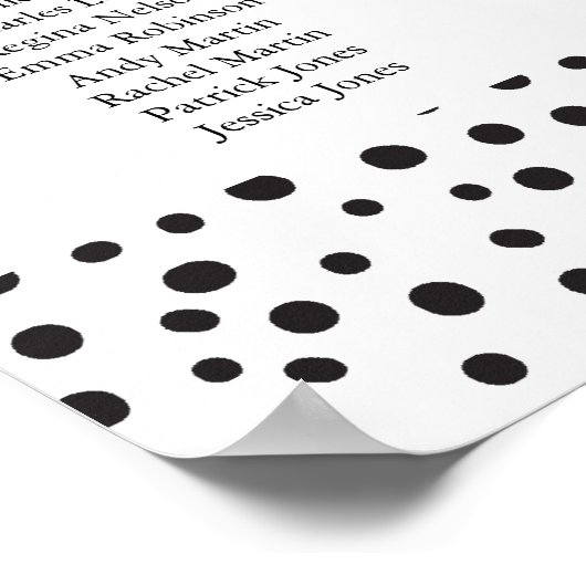 Polka Dots. Poster voor zwarte en witte zitplaatse (Hoek)