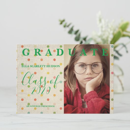 Polka Dots Pre-K Graduate Photo Textile Texture (Staand voorkant)