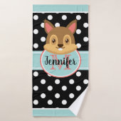 Polka Dots Rabbit Custom Kind Bath Towel Badhanddoek (Badhanddoek)