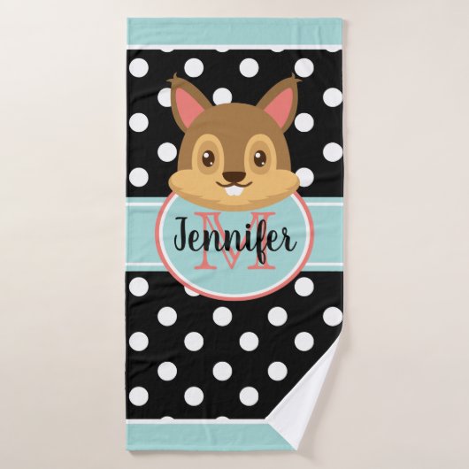 Polka Dots Rabbit Custom Kind Bath Towel Badhanddoek (Badhanddoek)