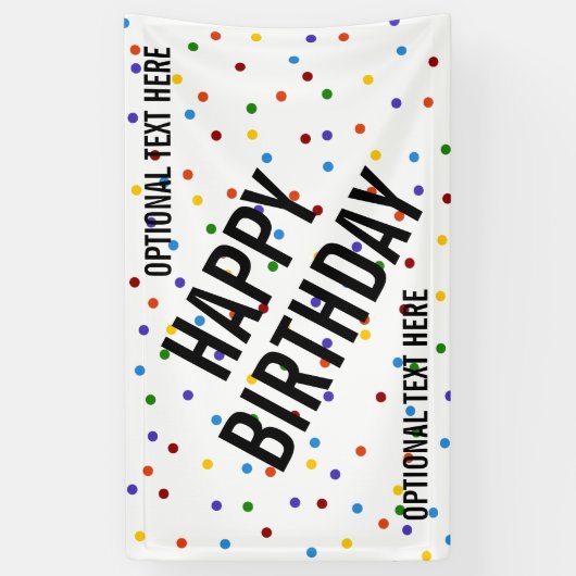 Polka Dots Rainbow Happy Birthday Party Spandoek (Verticaal)