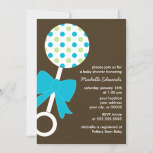 Polka Dots Rattle Baby shower Kaart