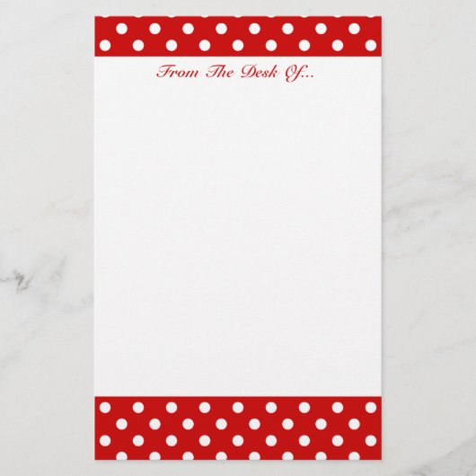 Polka Dots Red + aangepaste kleur Briefpapier (Voorkant)