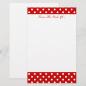 Polka Dots Red + aangepaste kleur Briefpapier (Voorkant / Achterkant)