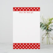 Polka Dots Red + aangepaste kleur Briefpapier (Staand voorkant)