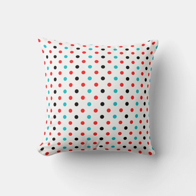 Polka Dots Red Blue Black Polka Dots Pattern Kussen (Voorkant)