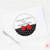 Polka Dots Red Bow Dank u Ronde Sticker (Envelop)