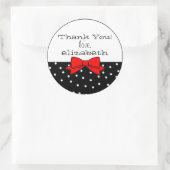 Polka Dots Red Bow Dank u Ronde Sticker (Tas)