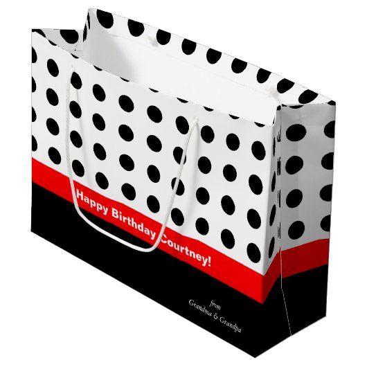 Polka Dots Red en Black Large Cadeautasje (Voorkant Gekanteld)