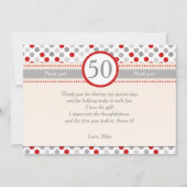 Polka Dots Red Gray Party Hartelijk dank Bedankkaart (Voorkant)