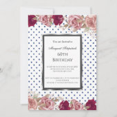 Polka Dots Red Roze Roses Birthday White Kaart (Voorkant)